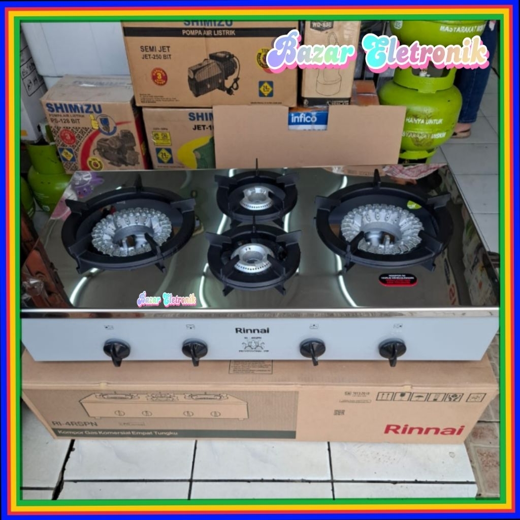 KOMPOR GAS RINNAI RI4RSPN / KOMPOR GAS 4 TUNGKU RINNAI 4RSPN / KOMPOR GAS RINNAI 4 TUNGKU LOW PRESSU