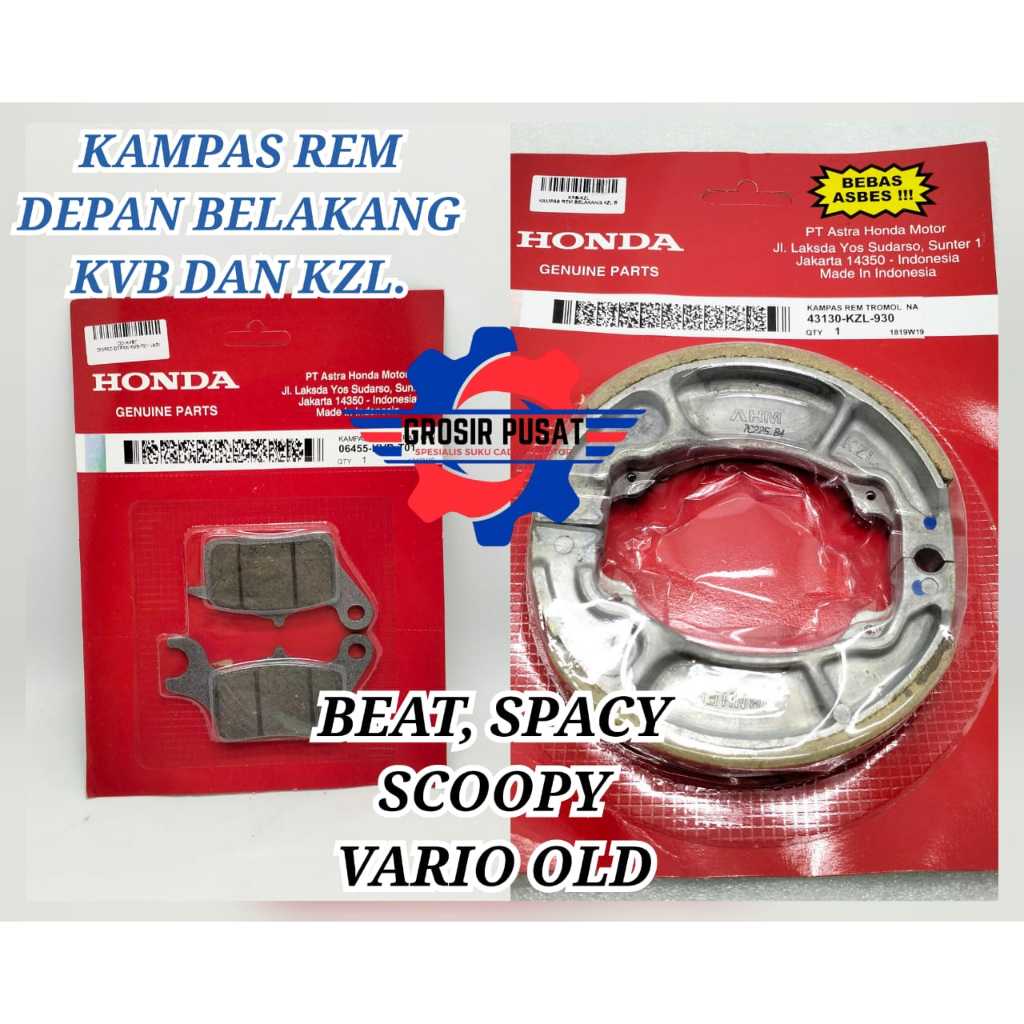 KAMPAS REM DEPAN BELAKANG BEAT SCOOPY KAMPAS REM SET HONDA KZL KVB VARIO SCOOPY KANVAS REM SET BEAT