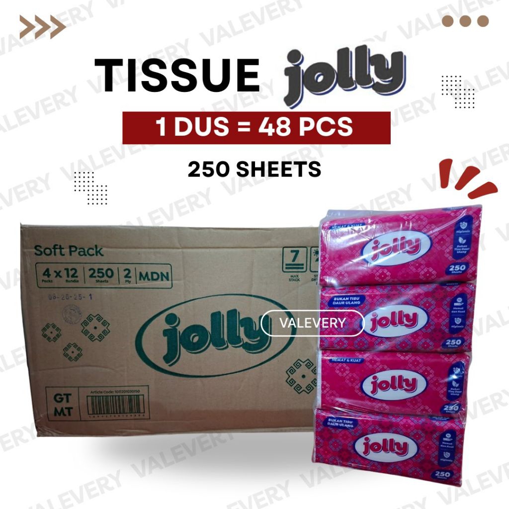 Tisu JOLLY Paket 1 Dus 48 Pcs 250 Sheets,Tisu Faciall