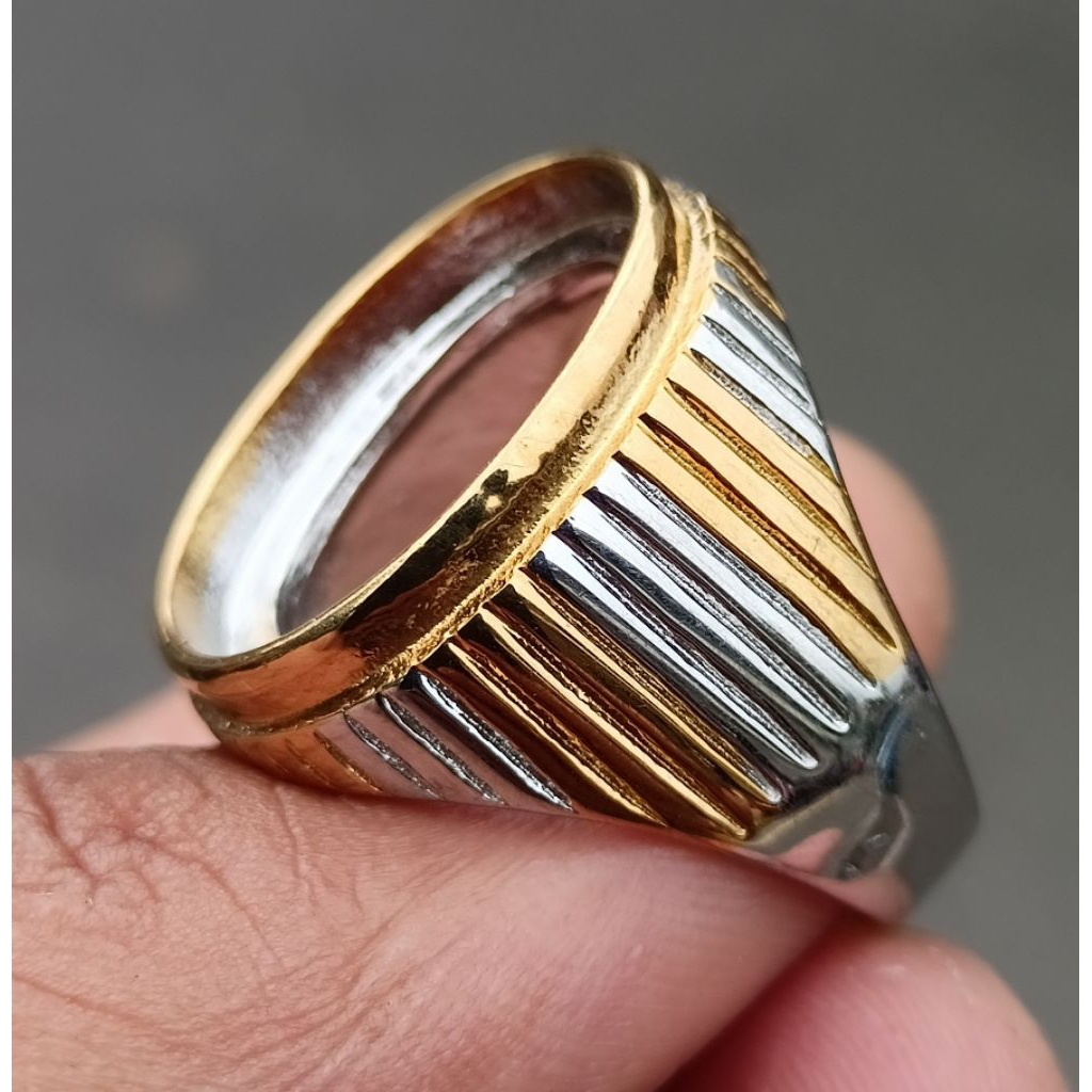 Cincin Emban Ring Titanium Sufer Oval 15x20