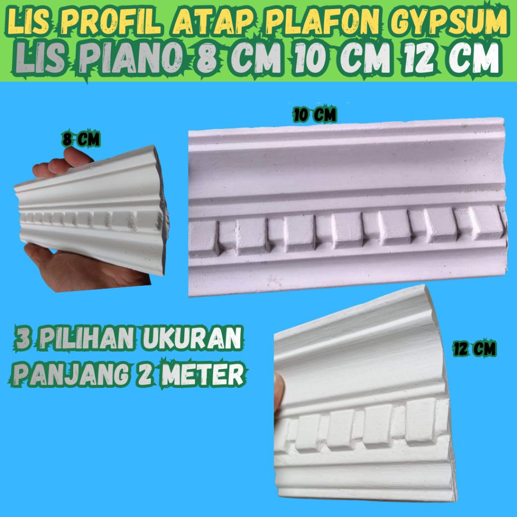Lis Atap Plafon Gypsum Model Piano Lebar 8 cm 10 cm 12 cm