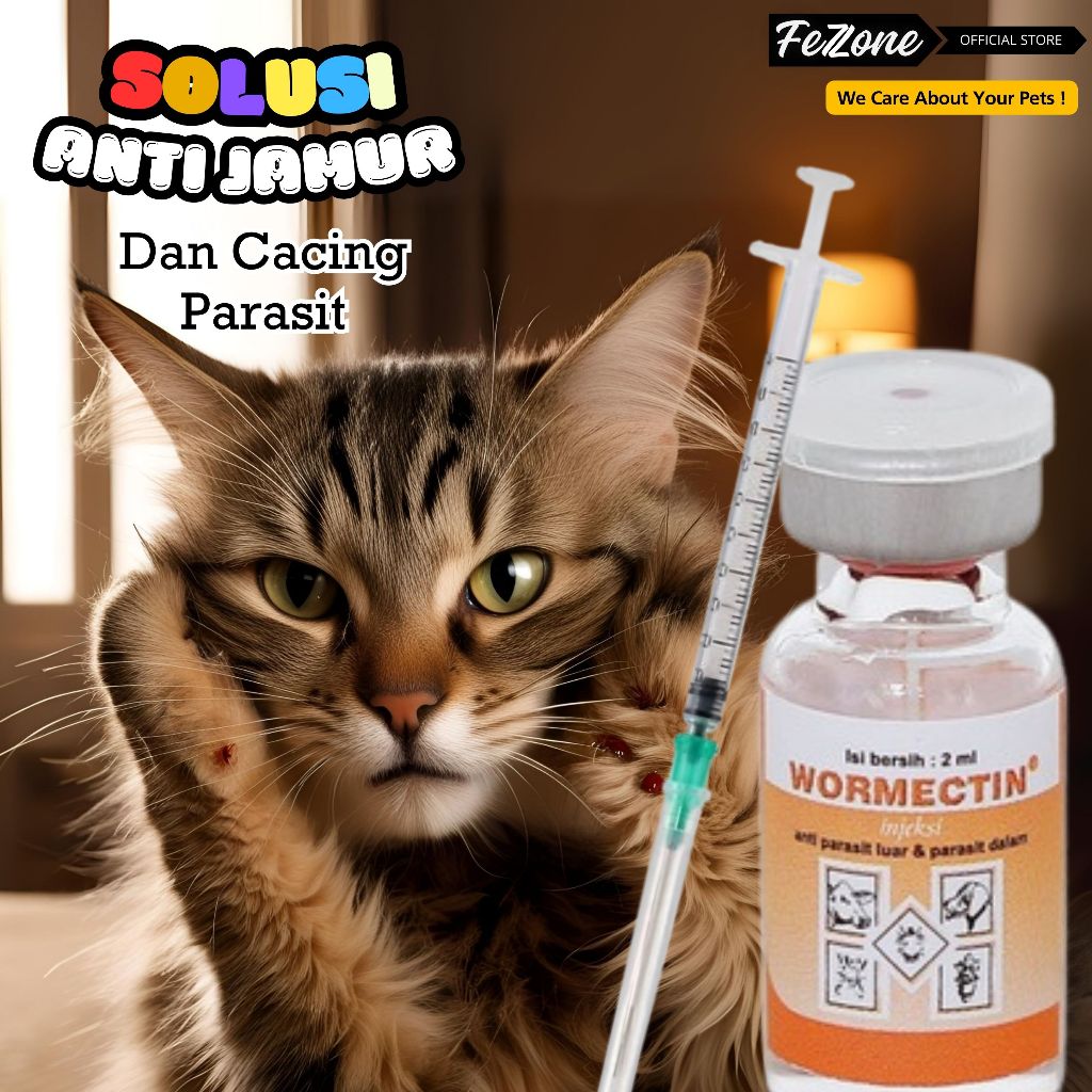 Wormectine Atasi Cacingan Kucing Ampuh Basmi Cacing Parasit Tungau Kutu Scabies Jamur Anjing Kelinci