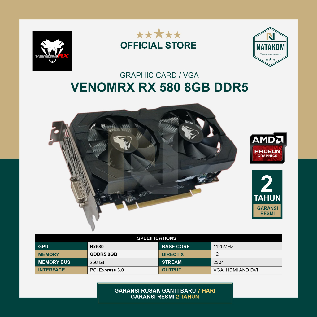 VGA VENOMRX AMD RADEON RX 580 8GB DDR5 256BIT