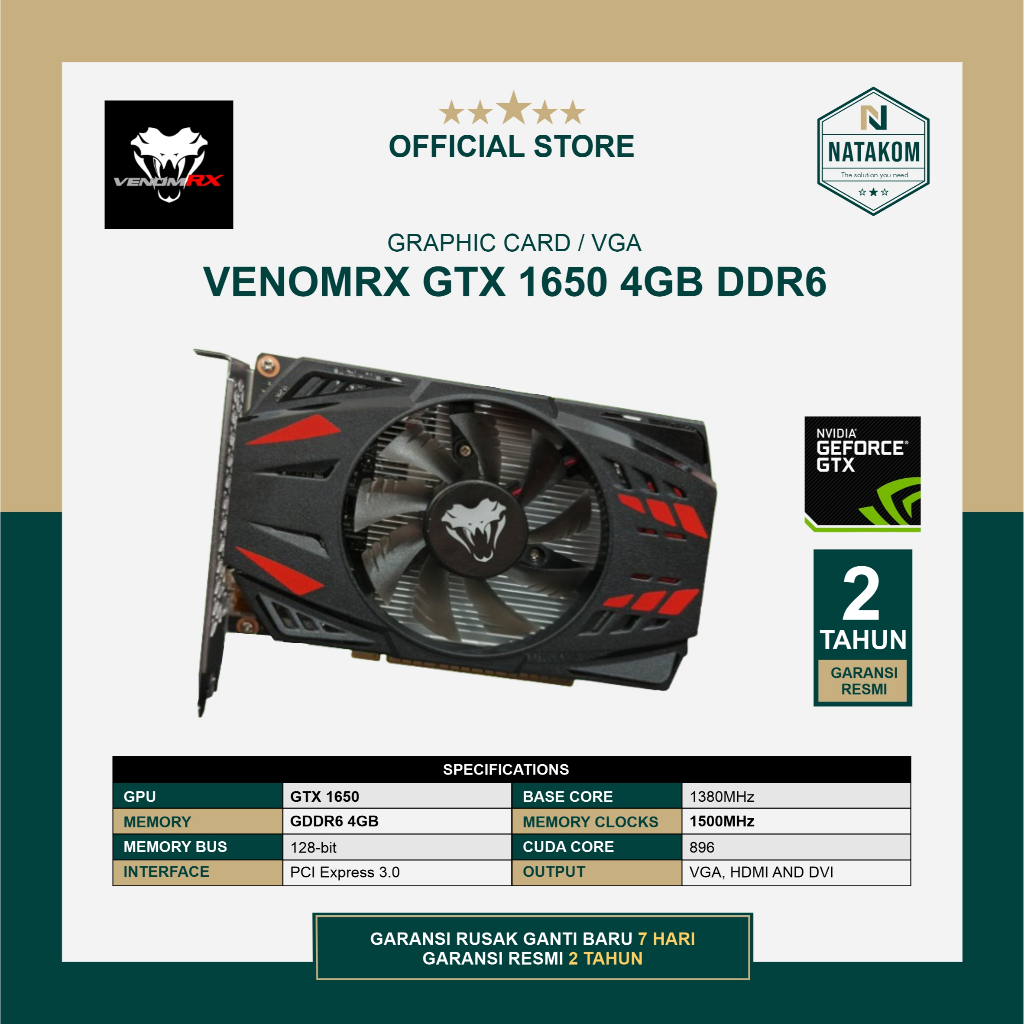 VGA VENOMRX NVIDIA GTX 1650 4GB GDDR6