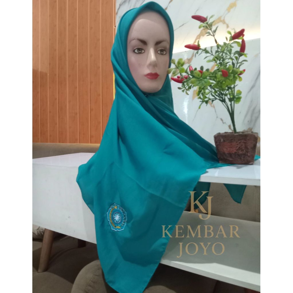jilbab pkk hijau tosca tepian neci.kerudung segiempat pkk hijau tosca,hijab pkk,kerudung segiempat p