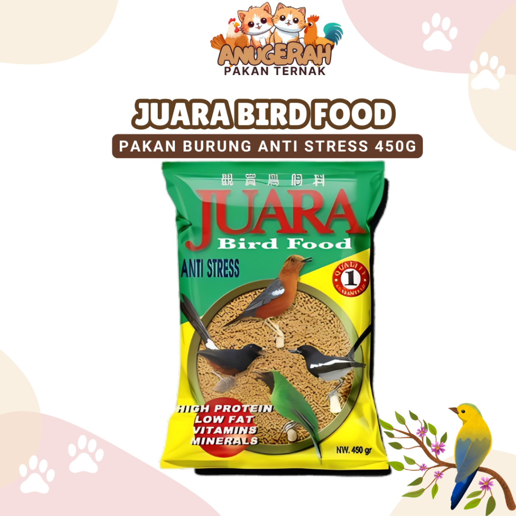 Pakan Burung JUARA Bird Food Premium Anti Stress Seaweed Red Star 450G