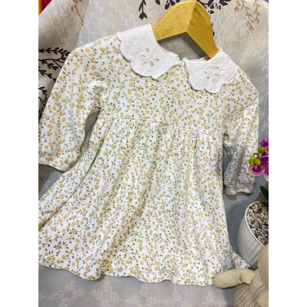 dress anak bunga soft yellow sailor tag 90 -agabang-