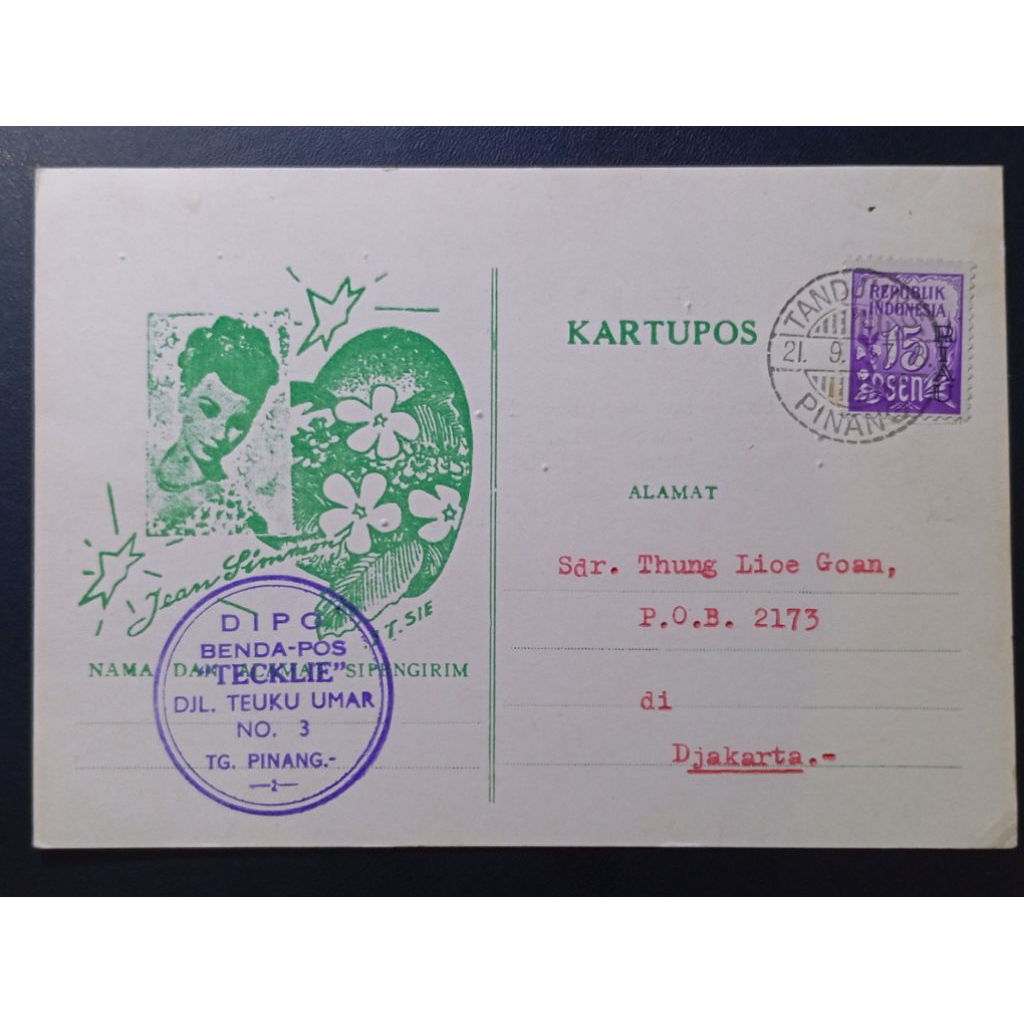 Kartu Pos Iklan Ct.Riau 1957