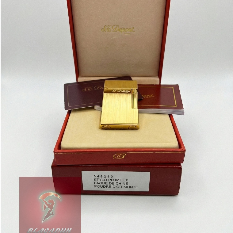 S.T. Dupont Ligne 2 Gold Brushed Finish - Authentic Luxury Lighter - Pemantik Dupont Original Full S