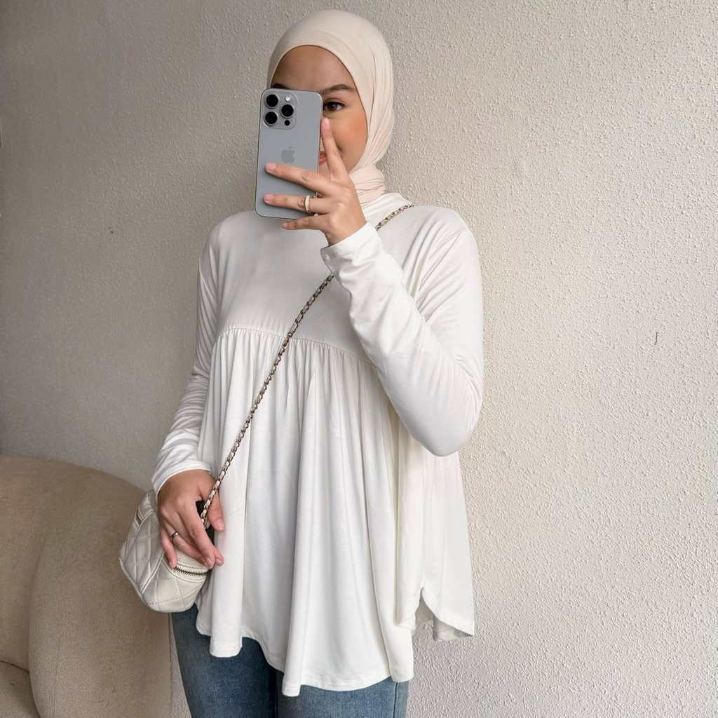 Floral Id - Atasan Kaos Polos Wanita Milea Top Blouse Atasan Kaos Adem Simpel Polos