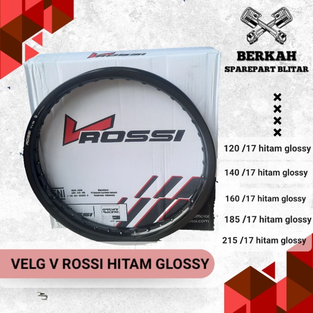 VELG ROSSI  V ROSSI ORIGINAL WX WM RING 17 HITAM GLOSSY GILAP TERMURAH