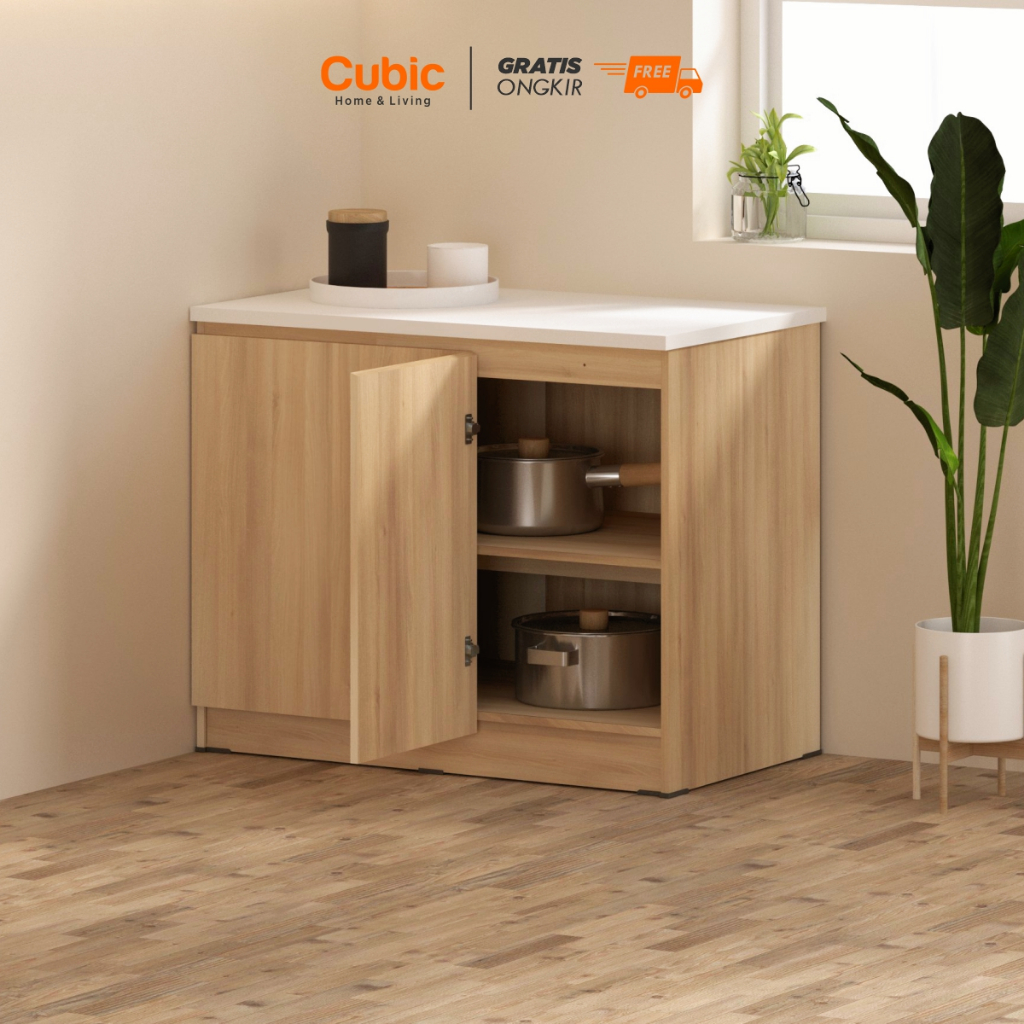 Cubic Meja Dapur Minimalis / Kitchen Set Sudut - ELENA CLARA KSBS Putih