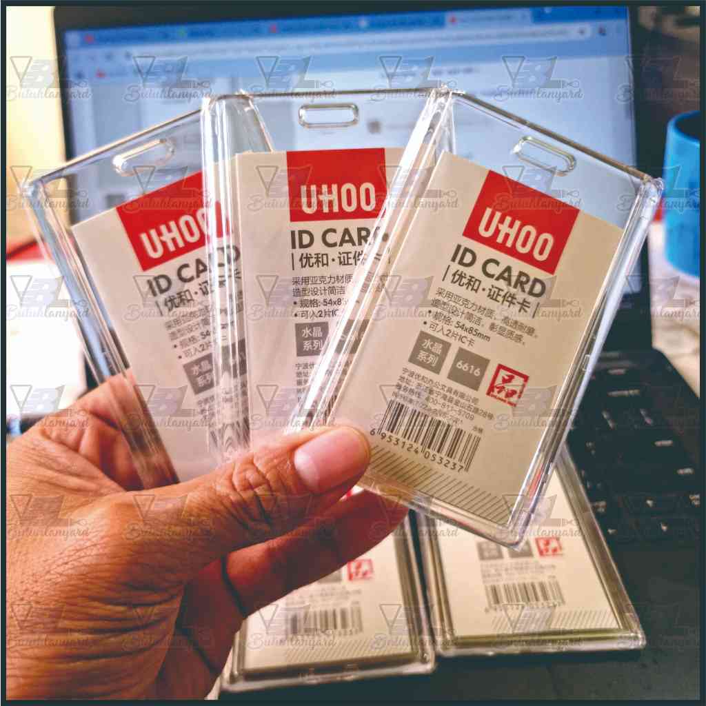 Card Holder Akrilik Transparent Badge ID Card Casing Kartu Pegawai Akrilik UHOO