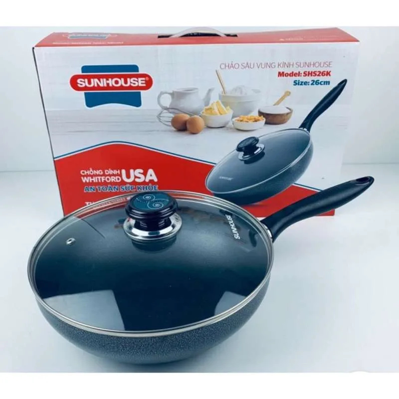 WOK PAN SUNHOUSE SHS 26K + TUTUP KACA