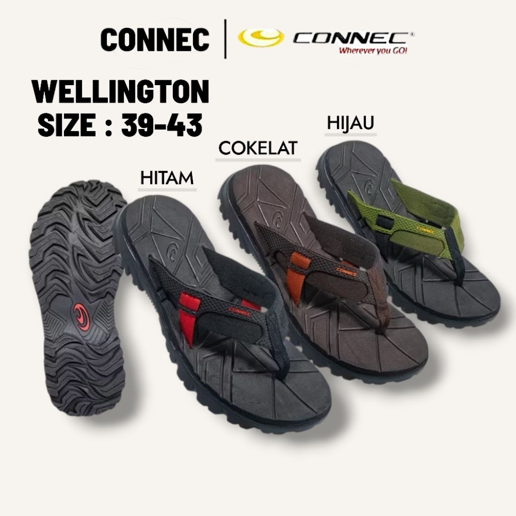 CONNEC WELLINGTON Sandal Jepit Pria Original
