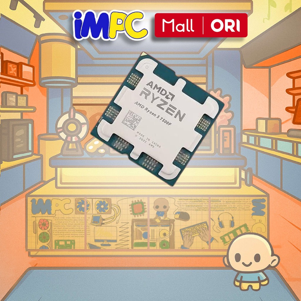 AMD Ryzen 5 7500F with FAN ORIGINAL AMD - Processor - TRAY TANPA FAN