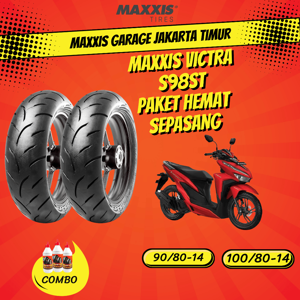 (PAKET MURAH) BAN MAXXIS VICTRA 90/80-14 + 100/80-14 / BAN TUBELESS / BAN MOTOR MATIC / BAN VARIO (S