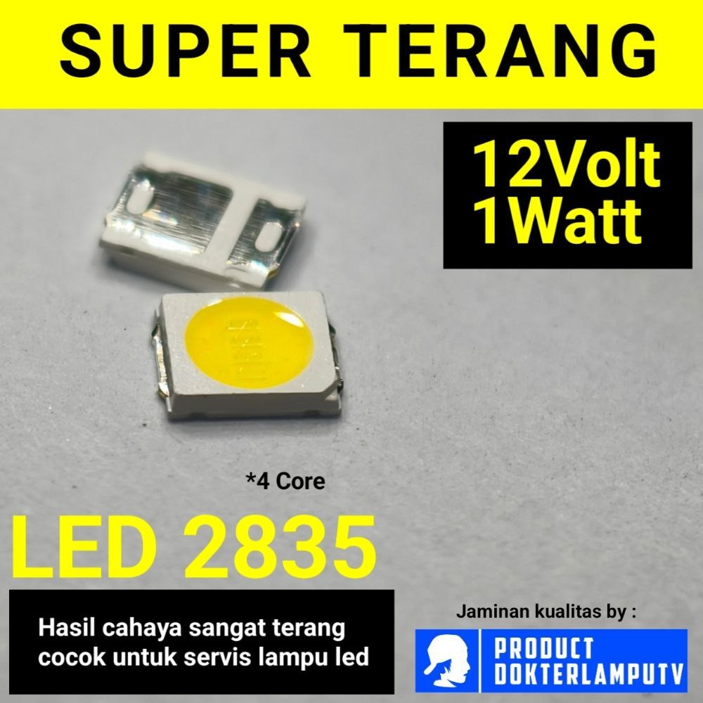 Led smd 2835 12v 1 watt warna putih super terang untuk servis lampu led dll BMTC RZX 12v 12 v 12volt