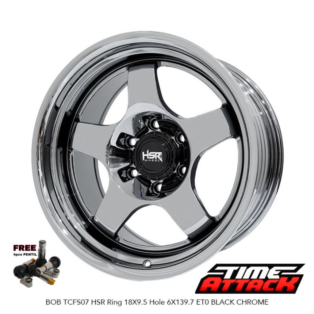 Velg Mobil Triton Ring 18 HSR WHEEL Tipe BOB Black Chrome Velg Hsr R18