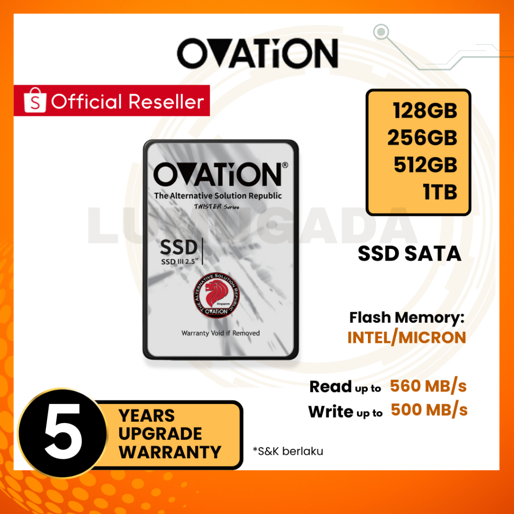 OVATION SSD 128GB / 256GB / 512GB / 1TB SATA 2.5" SSD Internal SATA3 - GARANSI RESMI 5 TAHUN