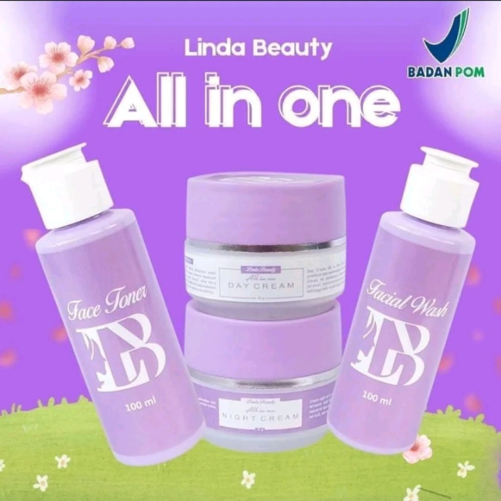 LindaBeauty All In One Skincare LB Paket Lengkap Dengan Crem Siang 10gram Crem Mlm 10gram Sabun 100m