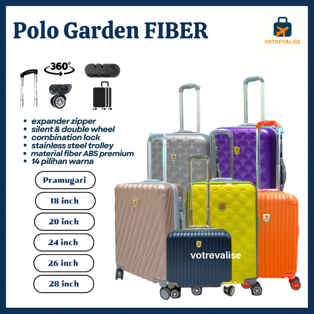 Koper fiber ORIGINAL Polo Garden ukuran besar 26 inch jumbo cocok untuk umroh naik haji