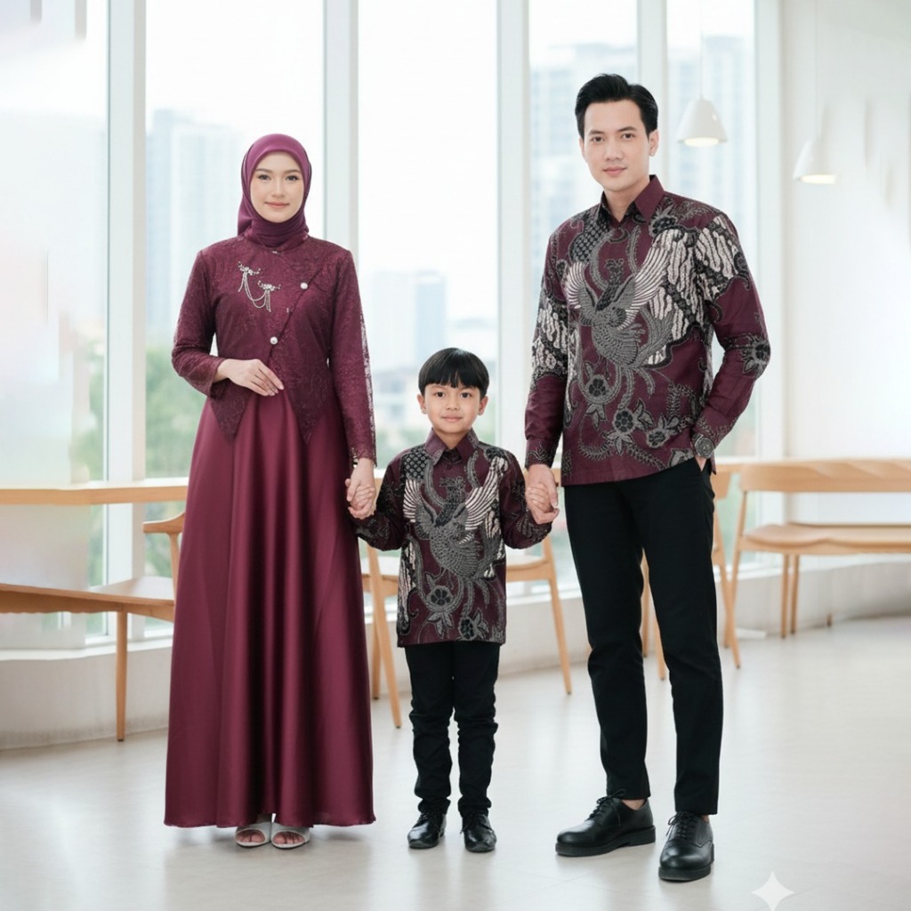 Batik Couple Termurah - Gamis Couple Family Sarimbit Baju Lebaran 2026 Terbaru Brokat Gamis Dewasa S
