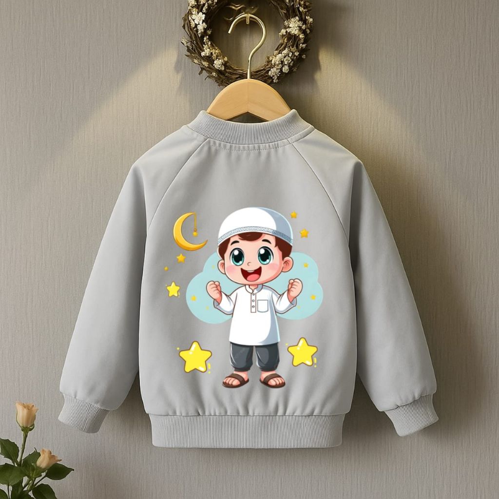 Jaket Zipper bomber anak laki-laki usia 1-12 tahun motiff muslim boys/jaket parasut anak laki_laki/b