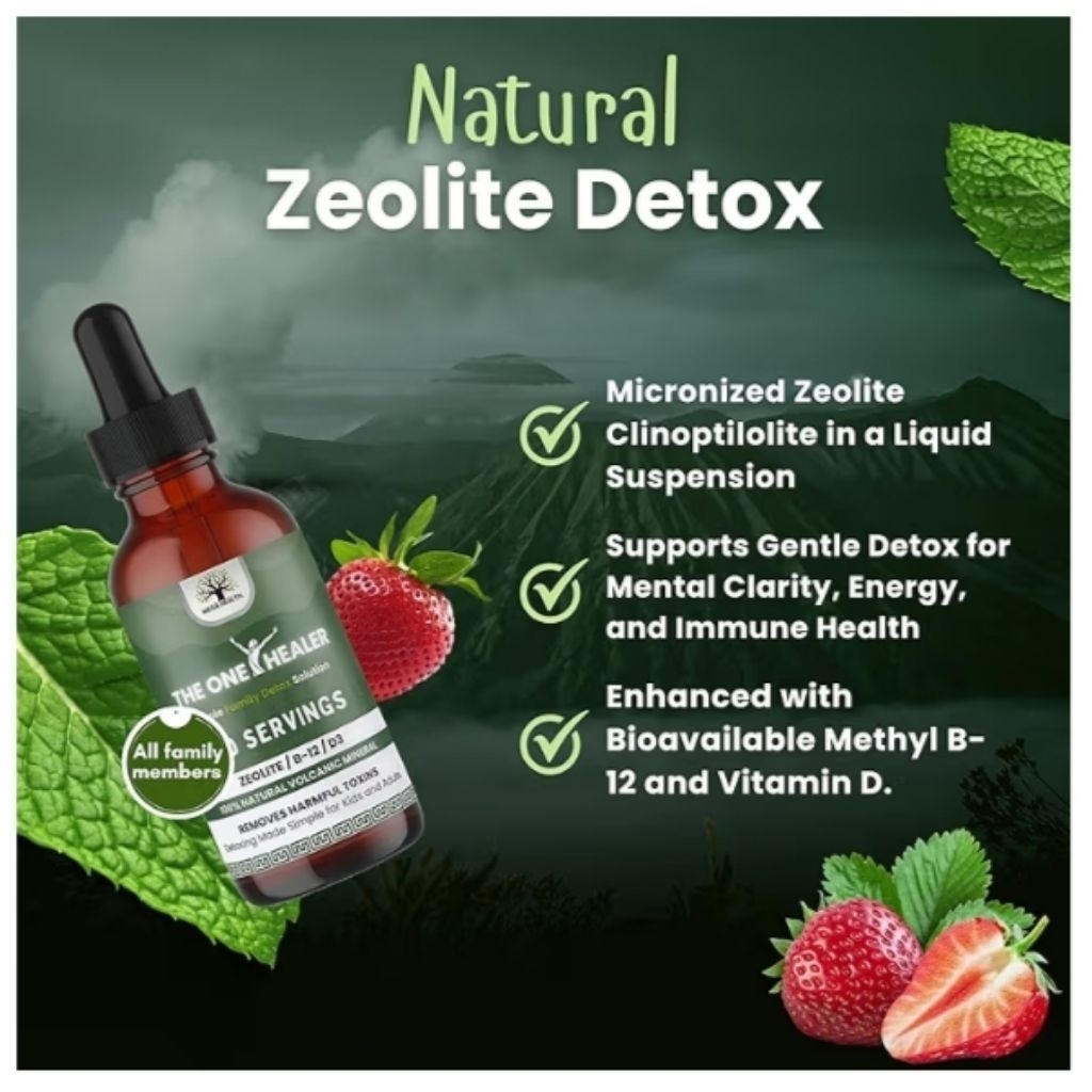 Mega Health The One Healer Zeolite Detox for Kids & Adults Pure Zeolite Drops with Methyl B12 and Vi