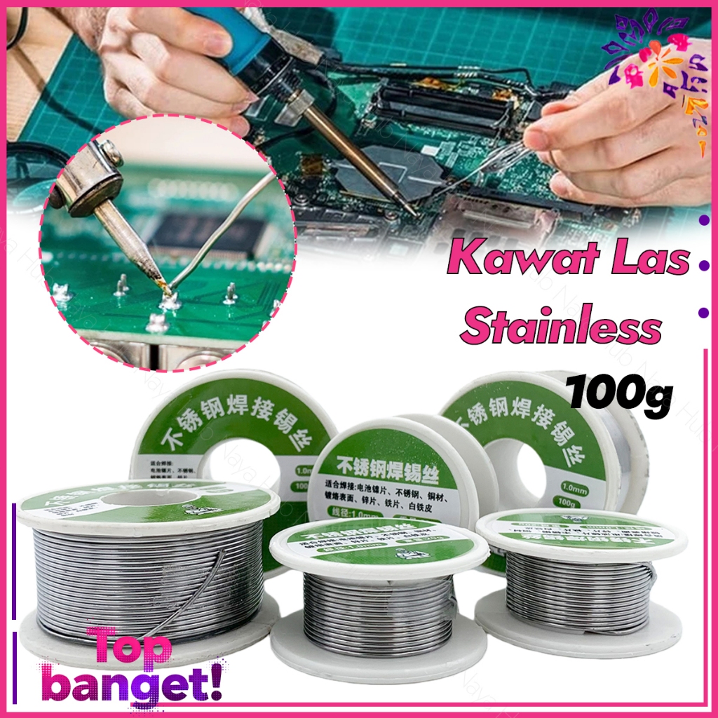 Kawat Las Listrik Stainless Timah Solder 1,0mm ATN 100g Universal Kawat Solder Dengan Flux Listrik S