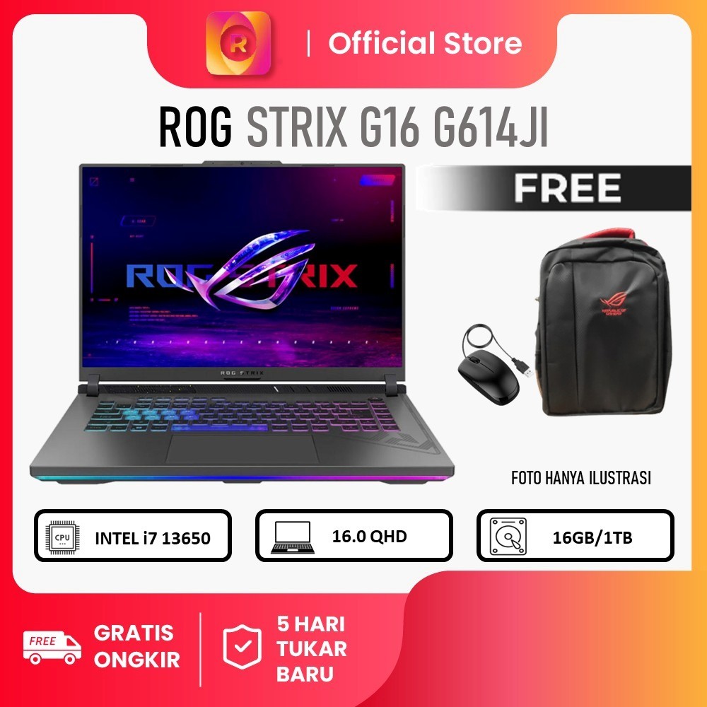 ASUS ROG STRIX G16 G614JI I7 13650 RTX4070 8GB/ 16GB 1TB W11 16.0FHD IPS
