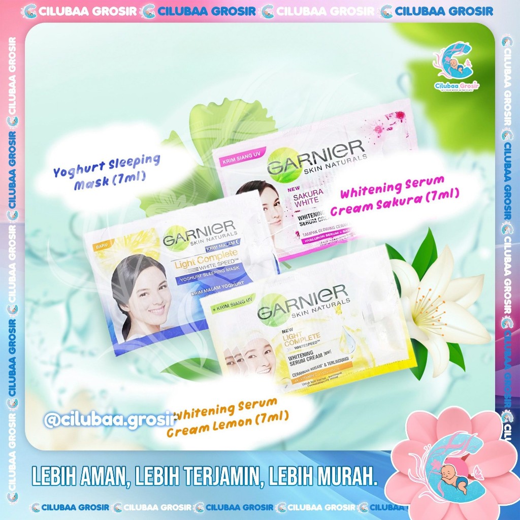 Garnier Yoghurt Sleeping Mask Sachet || Light Complete || Sakura White Whitening Serum Cream 7ml
