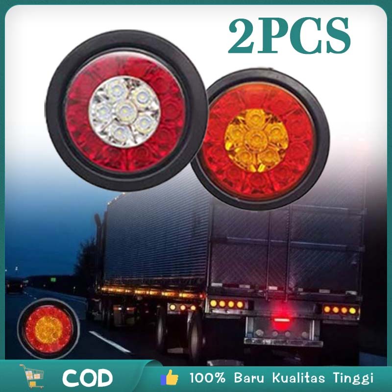 2pcs 5 Inch Stoplamp Led Truk Lampu Stop Truk Belakang Universal Lampu Rem Truk 16 Mata Lampu Belaka