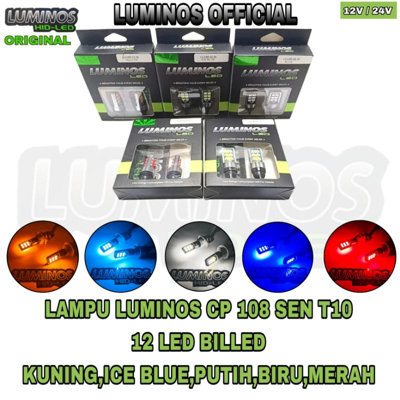 LAMPU SEN/SENJA T10/T5 LUMINOS 12 LED LAMPU SEN KOTA ORIGINAL LUMINOS GARANSI 1 TAHUN CP108