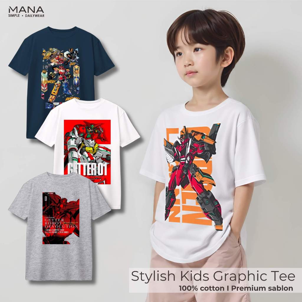 baju Kaos t shirt retro robot keren anime jepang anak laki laki - kaos retro robot keren anime jepan