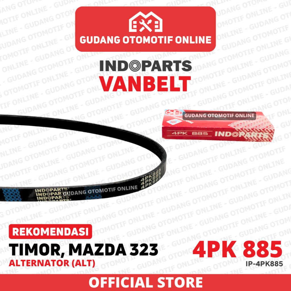 Vanbelt Fanbelt Alternator Timor SOHC DOHC Mazda 323 4PK 885 Indoparts