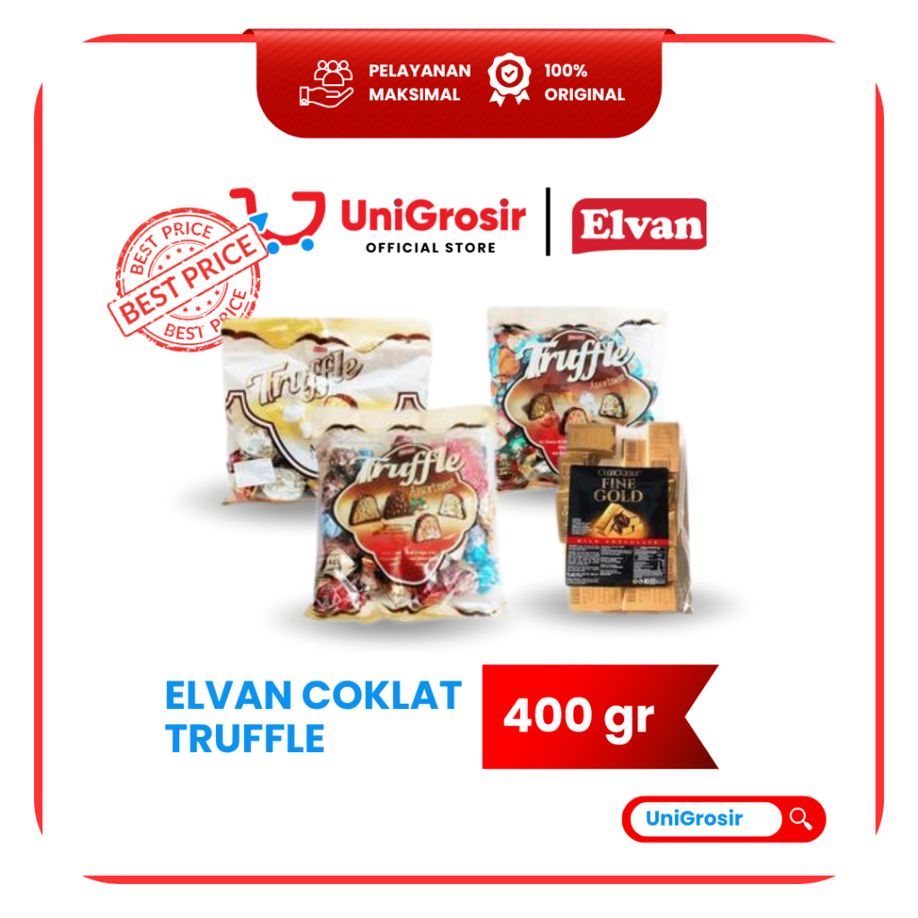 [UniGrosir] ELVAN COKLAT TRUFFLE CHOCOLATE MILK ASSORTMENT DOUBLE TWIST MIX CHECKERS FINE GOLD MILK 