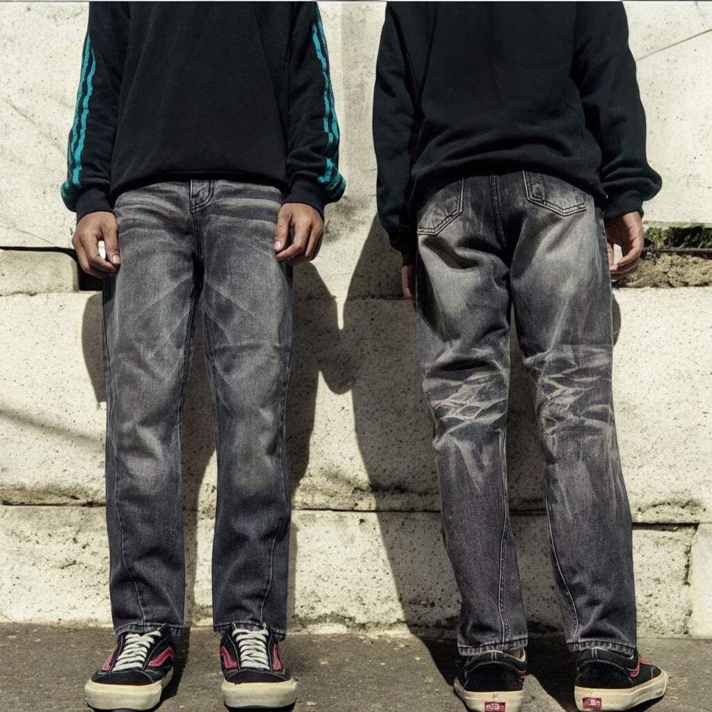 Size 27 Celana Panjang Longpants Jeans Beplain Grey Charcoal Washed Original Second Preloved