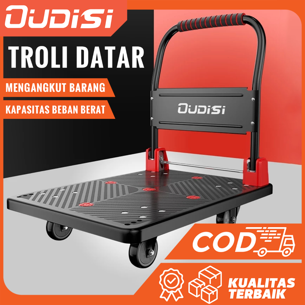 Oudisi trolley troli Barang Lipat 70-500kg Handtruck Besi Silent Wheel Troli Besi Serbaguna troli Li