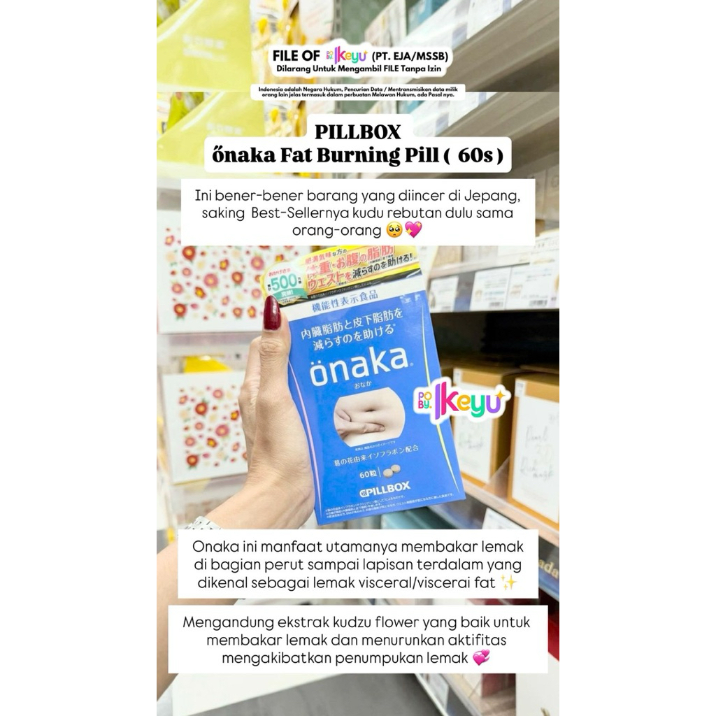 [BEST SELLER] PEMBAKAR LEMAK BANDEL PillBox Onaka Fat Burning Table isi 60