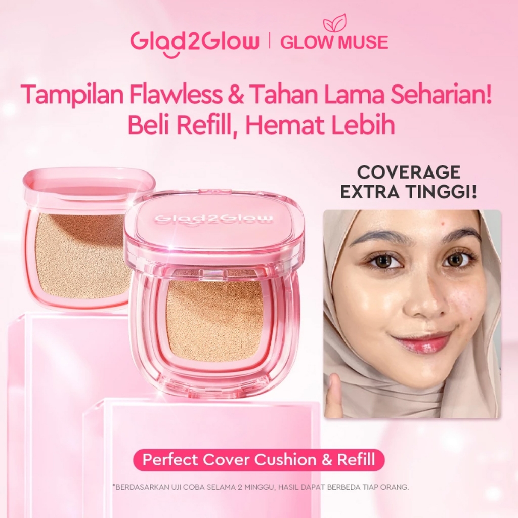 [Beli 2 Lebih Hemat]Glad2Glow Cushion Foundation 6 Shades | Semi-Matte, Full Coverage | BB, CC Cream