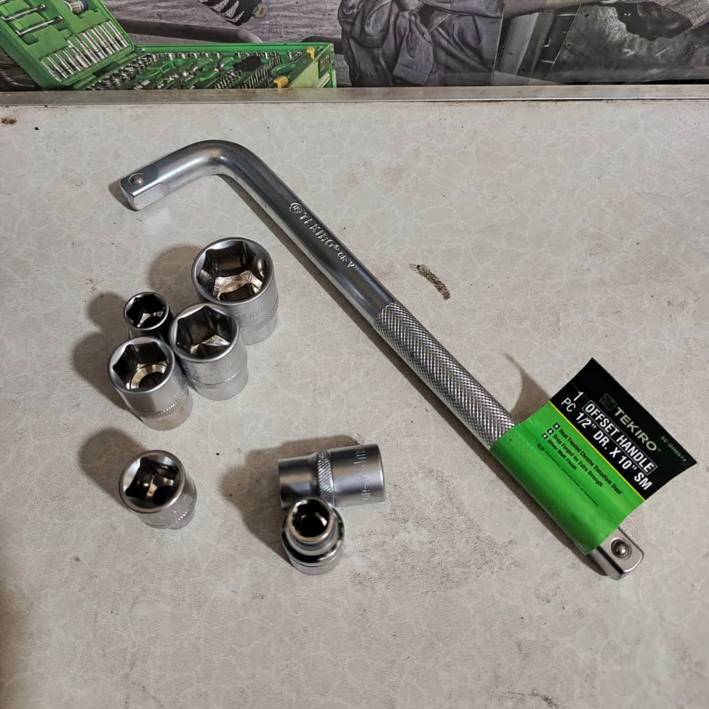 Paket Gagang Sok L 1/2 x 10 Inch Tekiro + Kunci Shock Sok 8 10 12 14 17 19 22 24 mm / Mata Kunci Sok