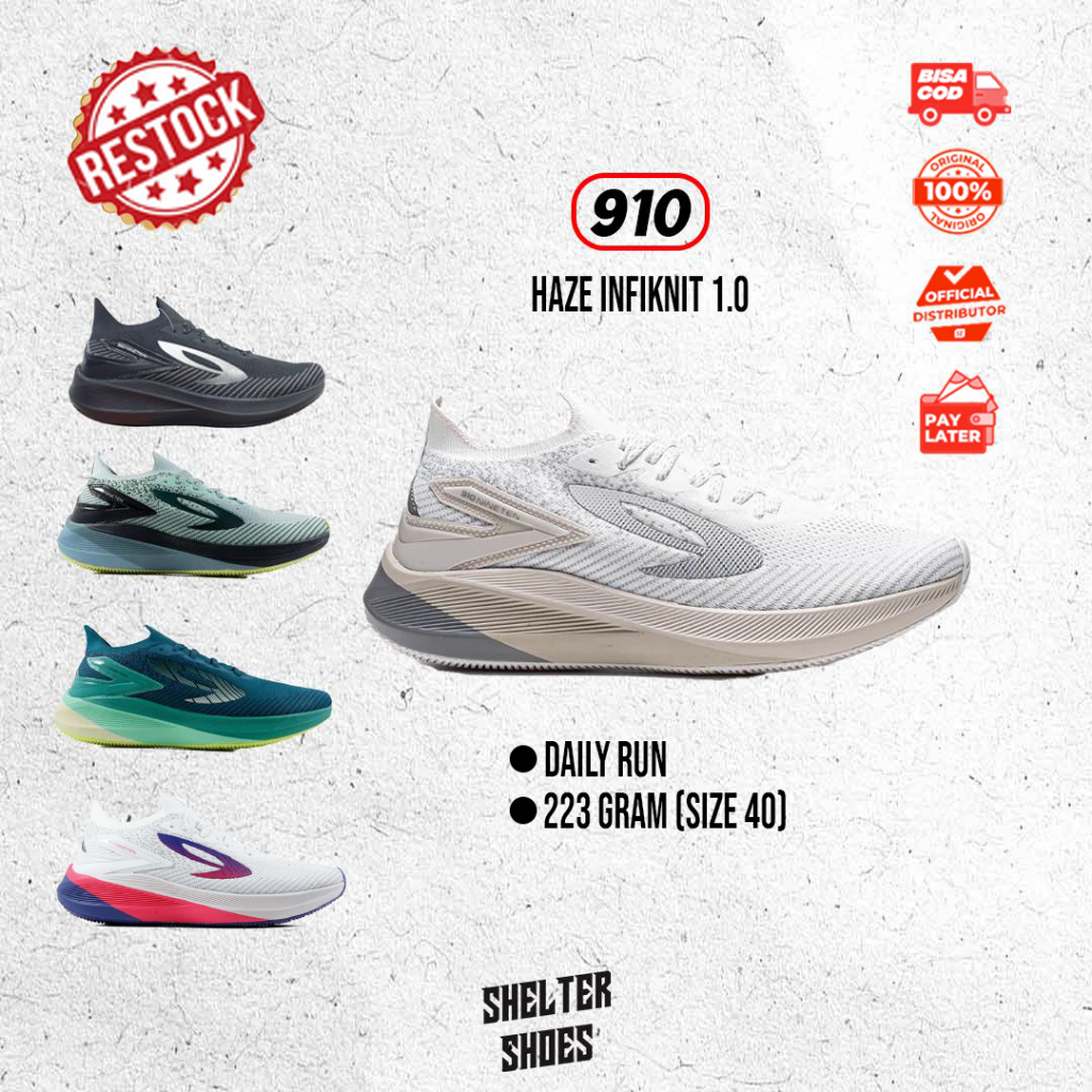 NINETEN 910 HAZE INFIKNIT 1.0 SEPATU LARI SEPATU RUNNING INTERVAL 12 MENIT NINETEN OFFICIAL STORE