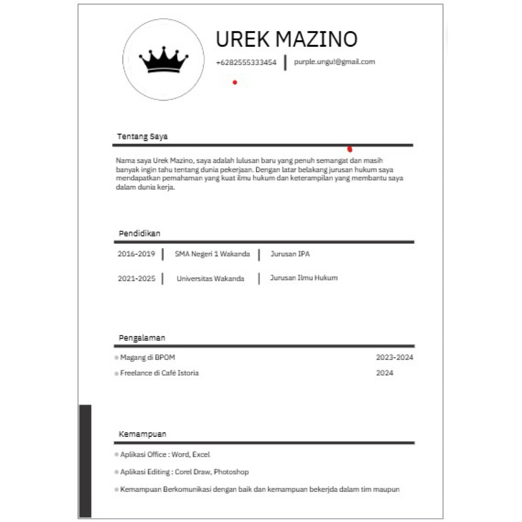 Templat CV-Fresh Graduate dan Pelamar kerja