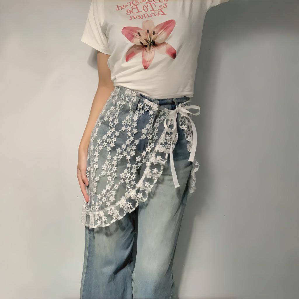 Lace Skirt Korean Lace Versatile Skirt Layering Rok Lace Renda Korea