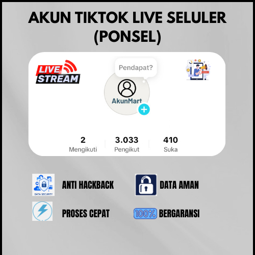 (ANTI HACKBACK ) Akun TikTok Live Saluler (Ponsel)  –  Followerr 1-5k  Siap Pakai bergaransi 100%
