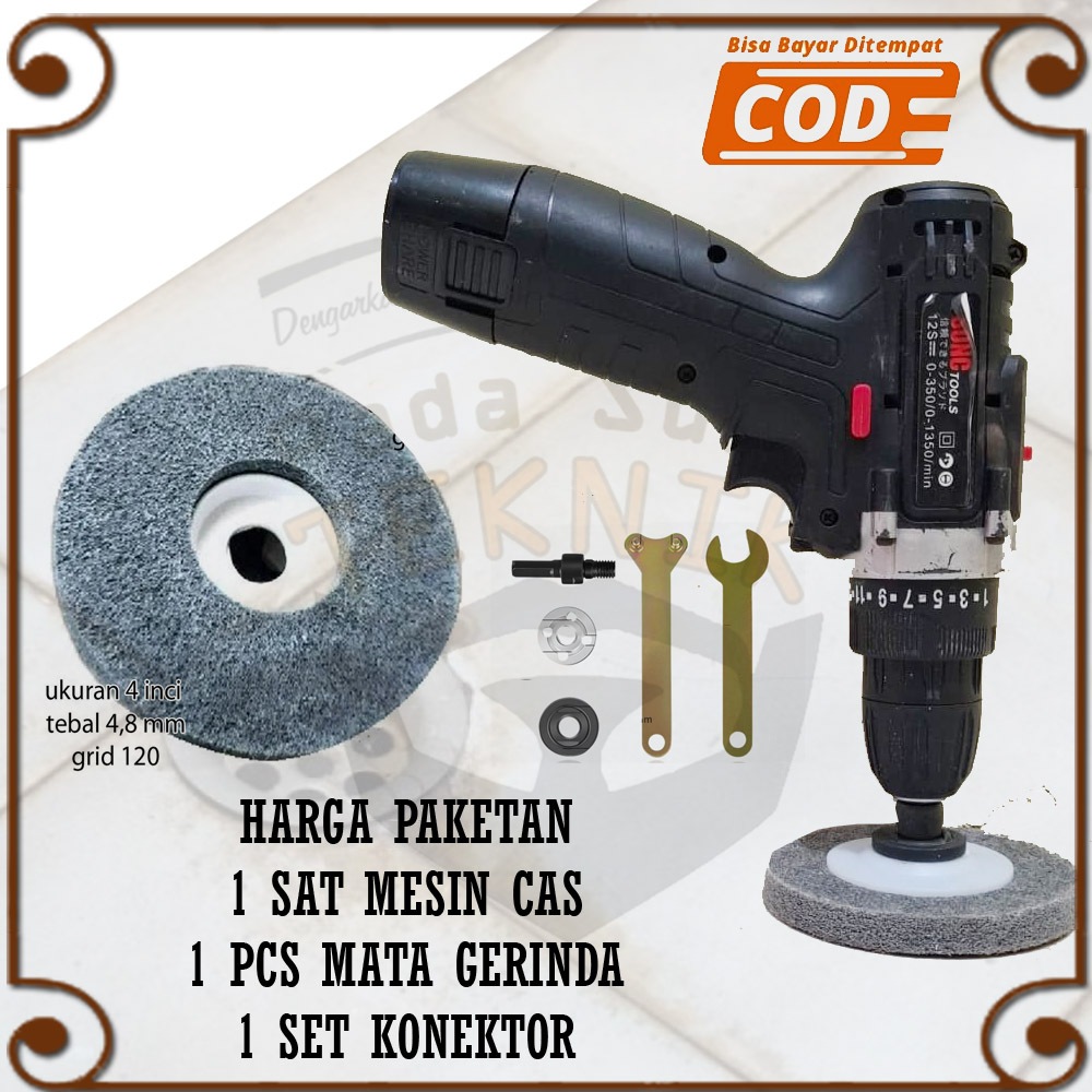 Paket 1 Set Mesin Bor Cas Adaptor Bor Jadi Gerinda Pembersih Kerak Lantai Kamar Mandi Poles Granit