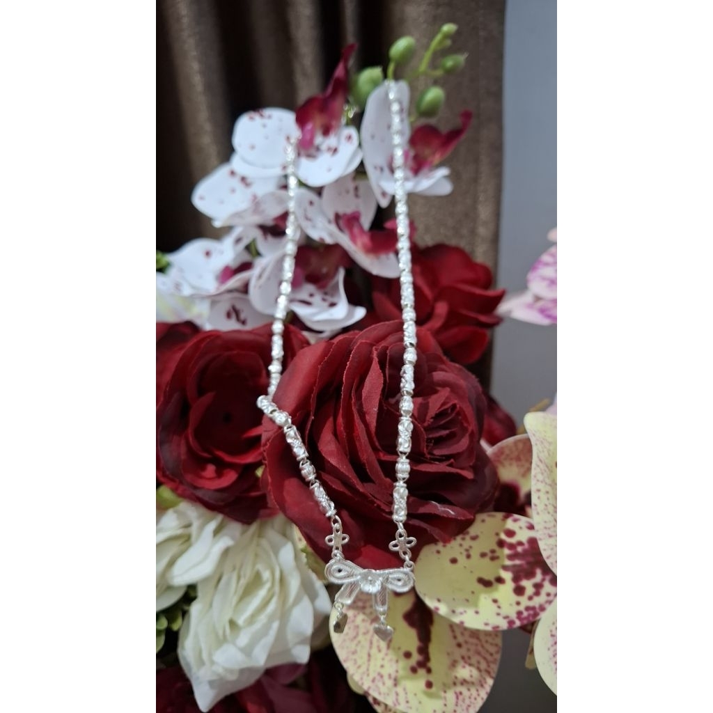 Kalung Perak Bambu kominasi Liontin pita