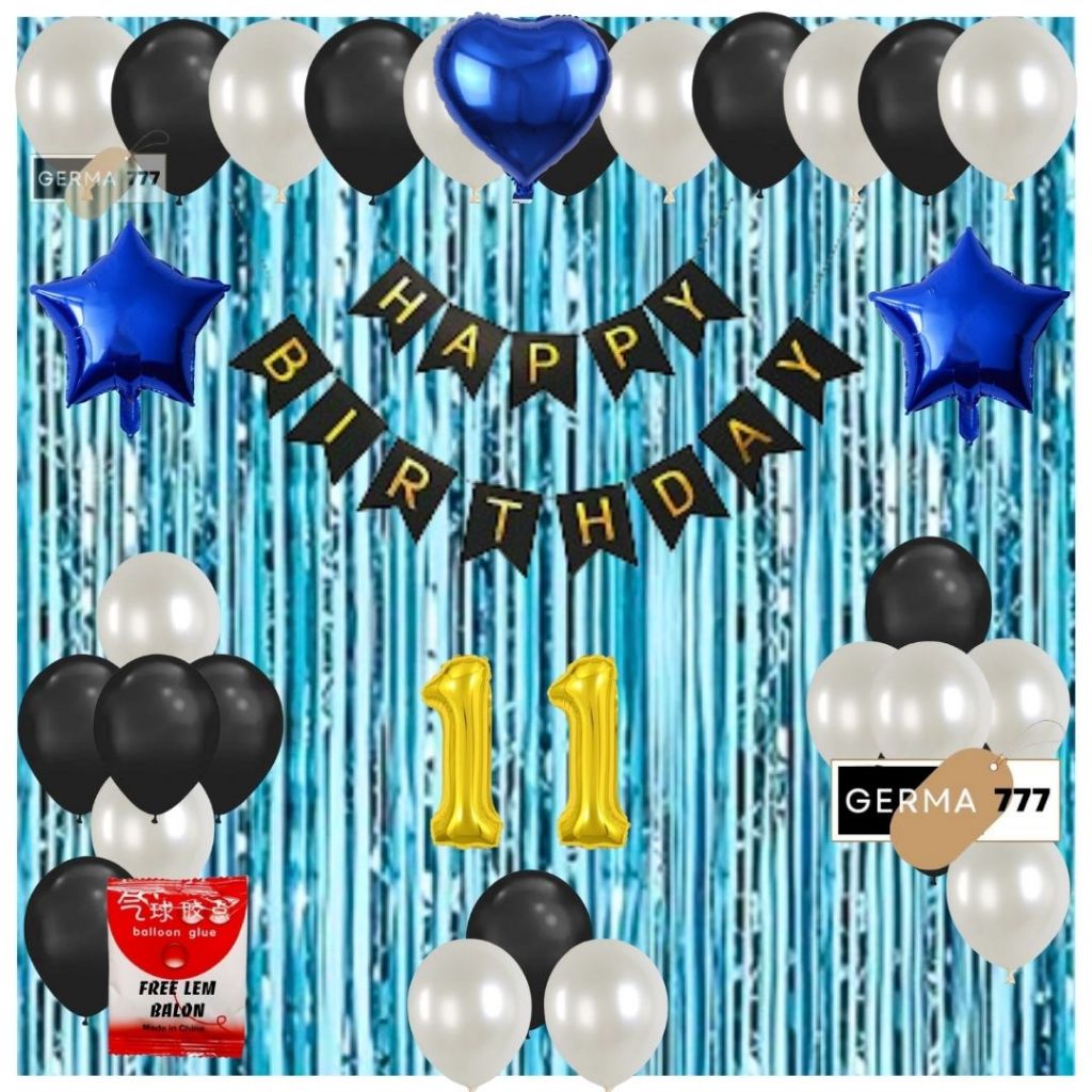 Dekorasi Pesta Ulang Tahun Anak Dewasa Balon Latex Putih Mix Hitam Dekor Birthday Party Simple