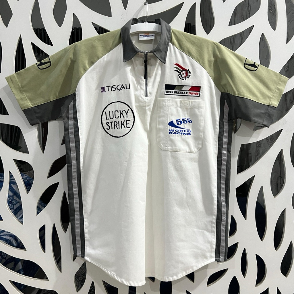 [Team Issued/Used/Size M] Baju Kemeja Lucky Strike British American Racing BAR Honda Formula One Tea